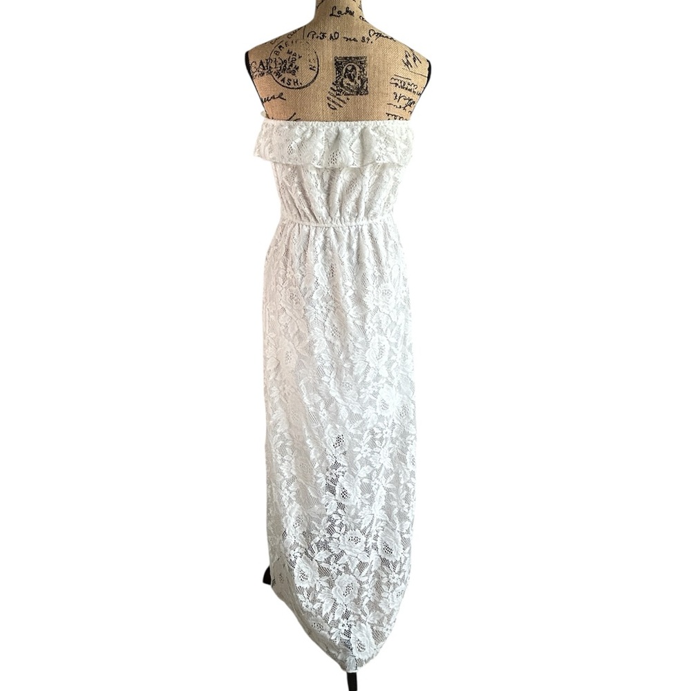 Trixxi White Lace Strapless High/Low Dress Size Medium - Picture 4 of 13